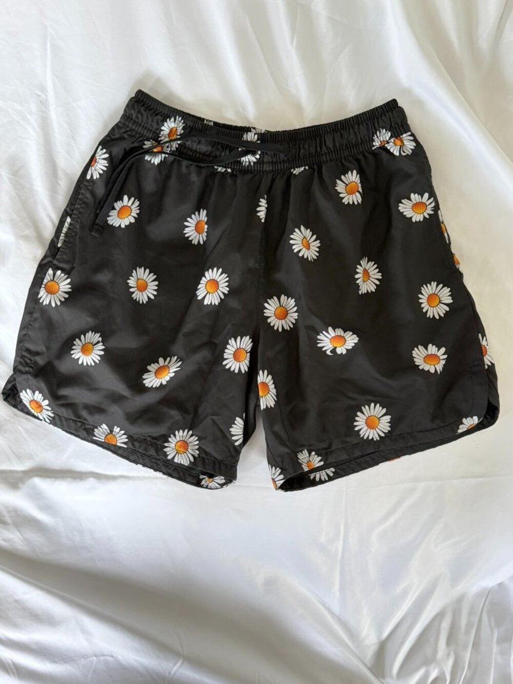 Nike Sportswear Floral Daisy Print Woven Lined Flow Shorts Swim Trunks Black Med